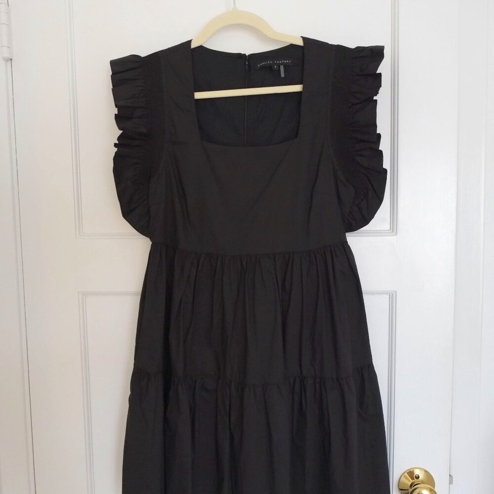 English Factory Black Ruffle Sleeve Tiered Dress – Size Small